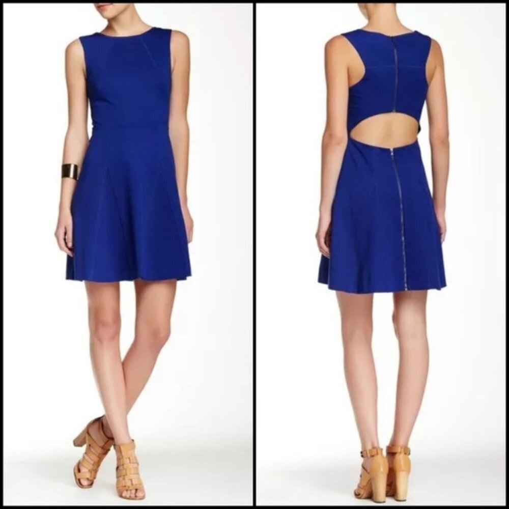 Trina Turk Delphine Cutout Mini Dress Women's Size 8 Cobalt Blue Fit-And-Flare